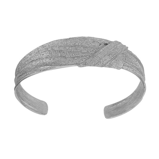 Bracelet Demi - jonc aspect froissé et diamanté, argent 925 rhodié - PARADOXE