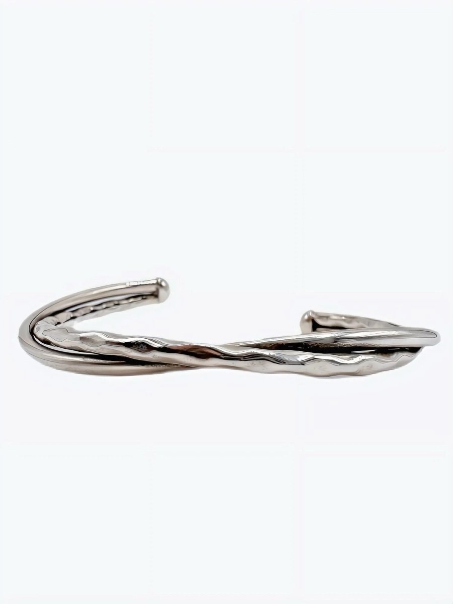 Bracelet double entrelacé martelé , Argent 925 - PARADOXE