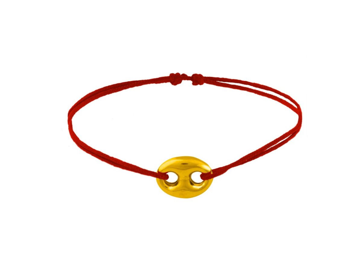 Bracelet grain de café cordon rouge, Or 18K - PARADOXE