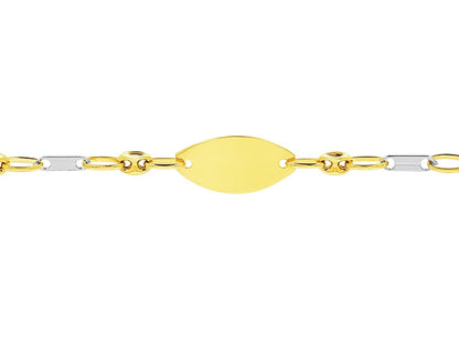 Bracelet Identité bébé Grains de café alternés mailles , Or bicolore 18k - PARADOXE