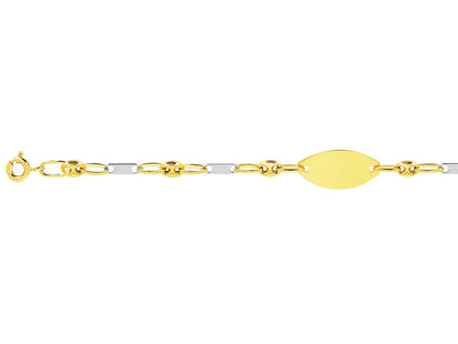 Bracelet Identité bébé Grains de café alternés mailles , Or bicolore 18k - PARADOXE
