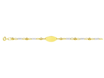 Bracelet Identité bébé Grains de café alternés mailles , Or bicolore 18k - PARADOXE