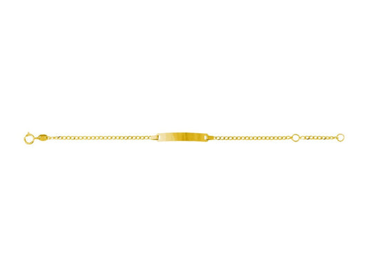 Bracelet Identité bébé maille cheval plaque rectangle , Or 18K - PARADOXE