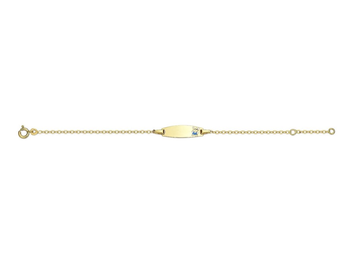 Bracelet Identité bébé maille Forçat claire, plaque ovale, Or 18k - PARADOXE