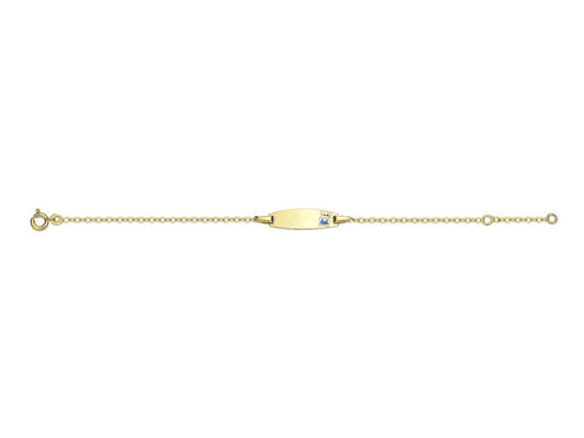 Bracelet Identité bébé maille Forçat claire, plaque ovale, Or 18k - PARADOXE