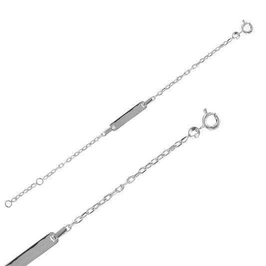Bracelet Identité bébé maille forçat plaque rectangle , Argent 925 Rhodié - PARADOXE