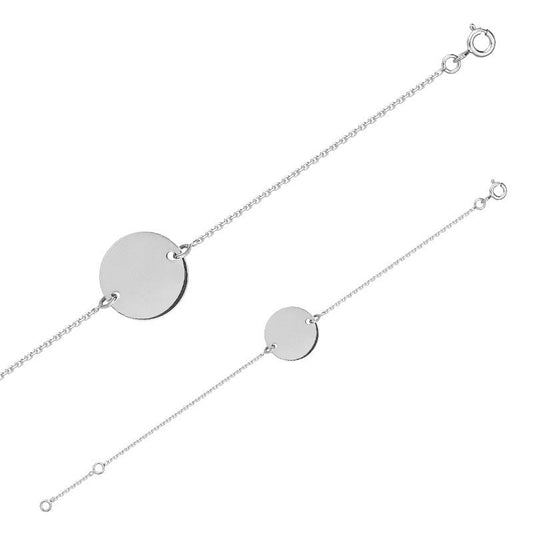 Bracelet Identité bébé maille forçat plaque ronde, Argent 925 Rhodié - PARADOXE