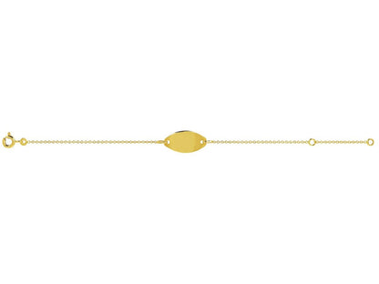 Bracelet Identité bébé maille Forçat ronde , plaque ovale, Or 18k - PARADOXE