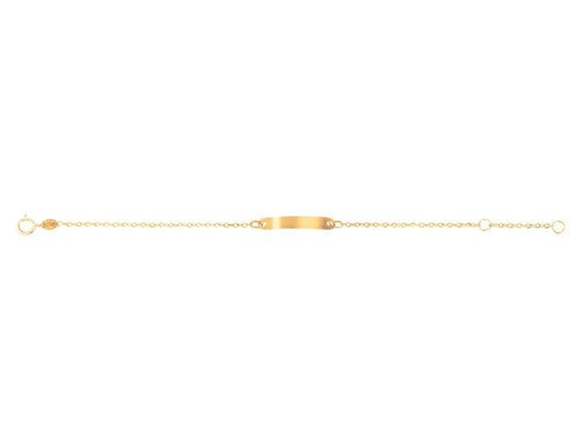 Bracelet Identité bébé maille Forçat ronde , Plaque rectangle , Or 18k - PARADOXE