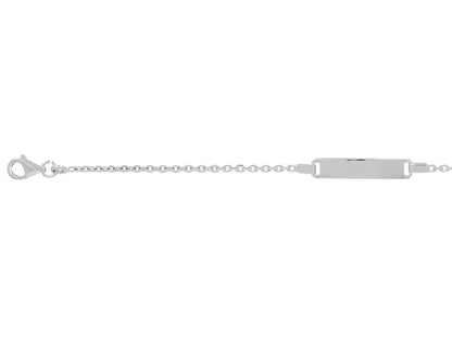 Bracelet Identité bébé maille Forçat ronde , Plaque rectangle , Or gris 18k - PARADOXE