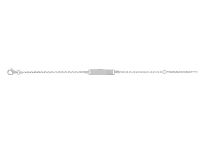 Bracelet Identité bébé maille Forçat ronde , Plaque rectangle , Or gris 18k - PARADOXE