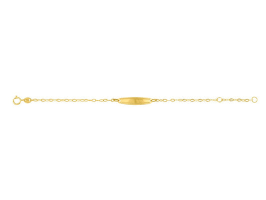 Bracelet Identité bébé, Plaque ovale et bords diamantés , Or 18k - PARADOXE