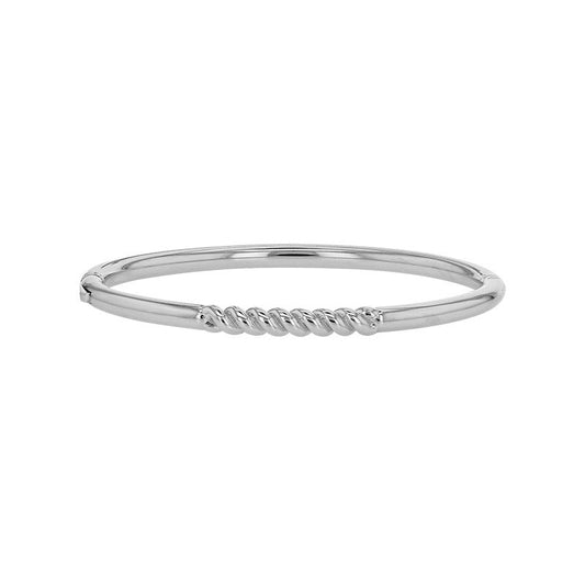 Bracelet Jonc lisse torsadé , Argent 925 platiné - PARADOXE