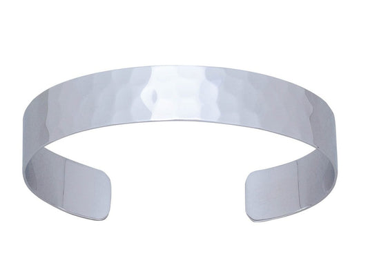 Bracelet Jonc ouvert martelé , Argent 925 rhodié - PARADOXE