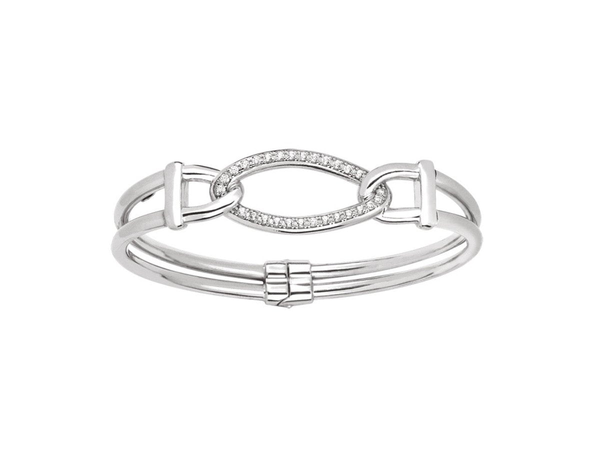 Bracelet Jonc ouvrant maille gourmette zirconium Argent 925 rhodié - PARADOXE