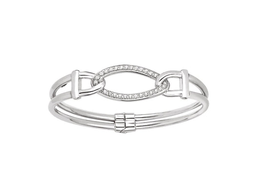 Bracelet Jonc ouvrant maille gourmette zirconium Argent 925 rhodié - PARADOXE