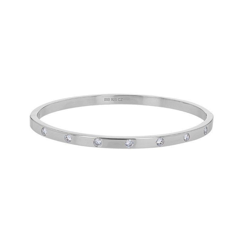 Bracelet Jonc rigide zirconium , Argent 925 rhodié - PARADOXE