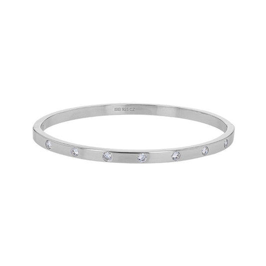 Bracelet Jonc rigide zirconium , Argent 925 rhodié - PARADOXE