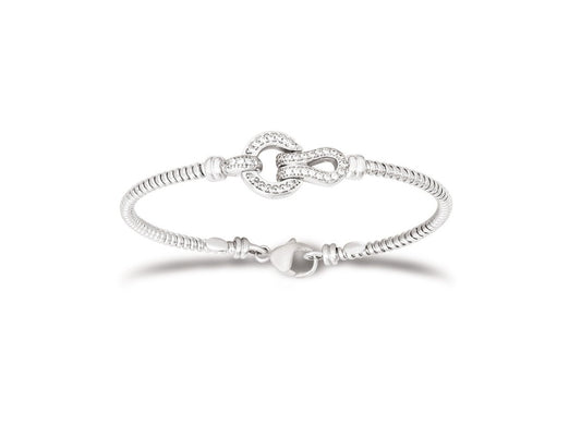 Bracelet Jonc Tubogaz fermoir boucle, Argent 925 Rhodié - PARADOXE