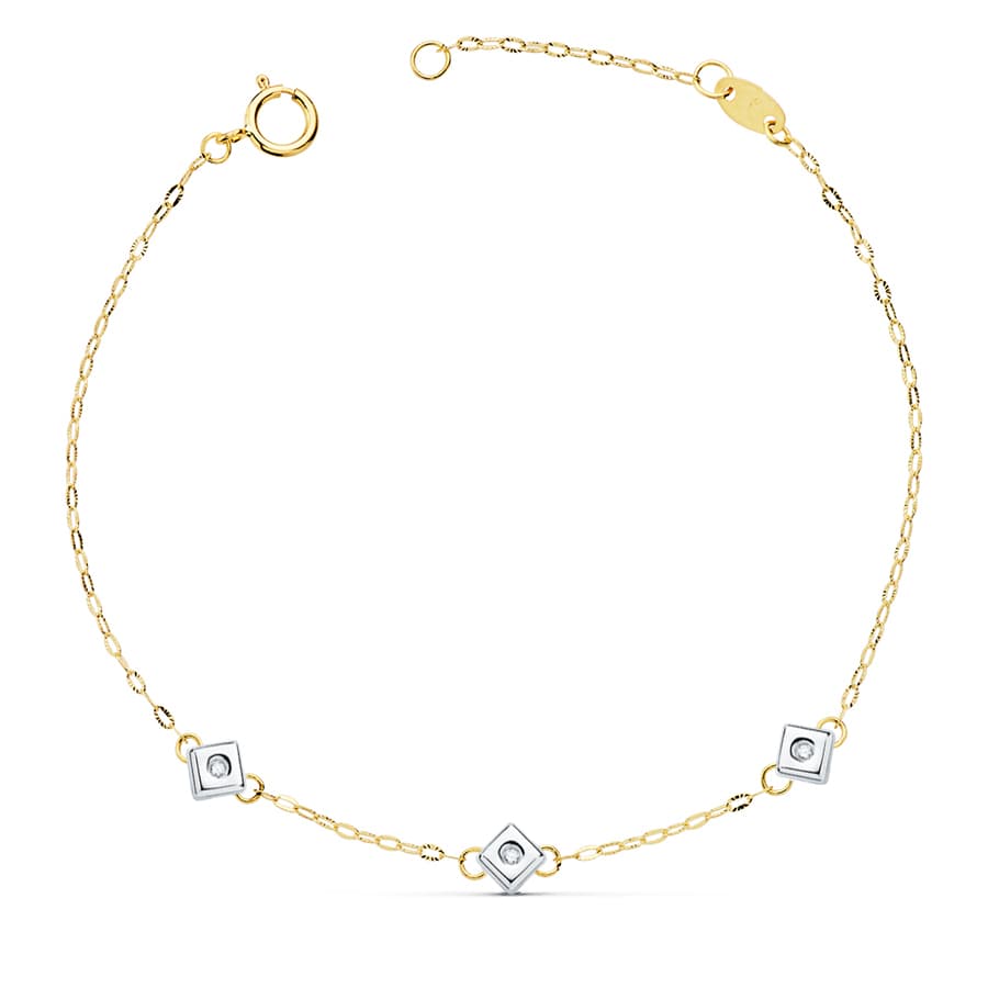 Bracelet losanges diamant 0.045 ct. si - h , Or bicolore 18K - PARADOXE