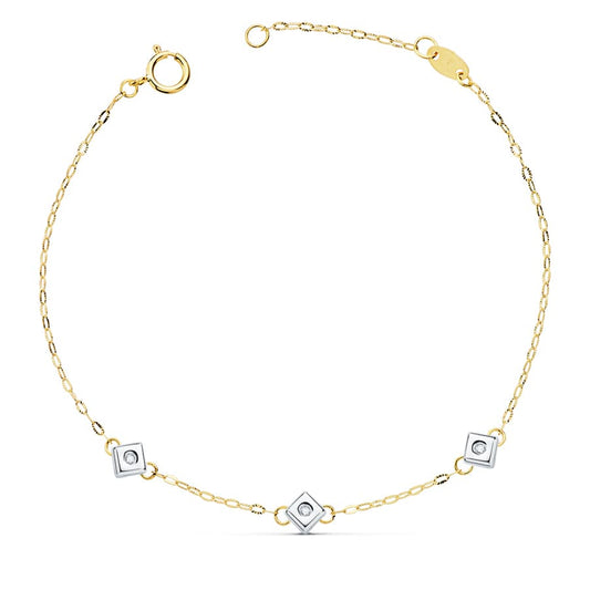 Bracelet losanges diamant 0.045 ct. si - h , Or bicolore 18K - PARADOXE