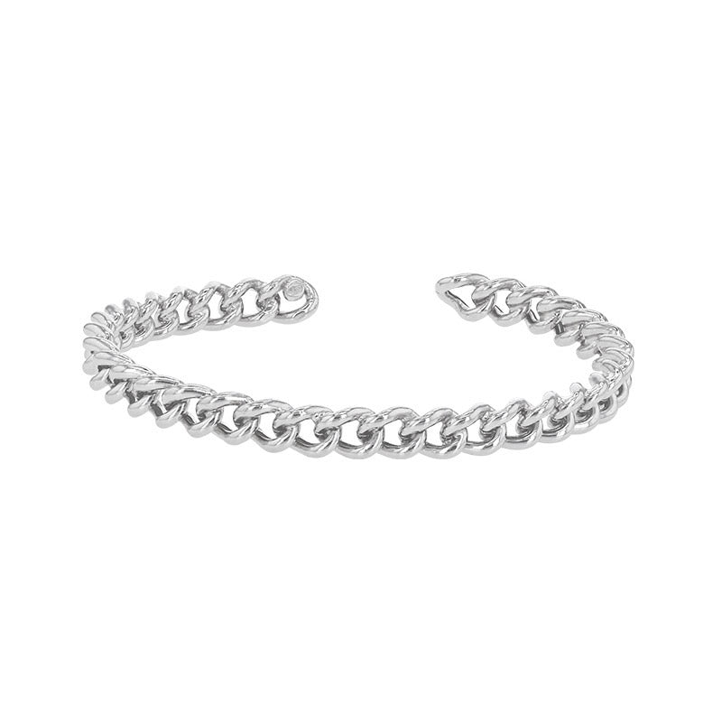 Bracelet maille gourmette rigide , Argent 925 platiné - PARADOXE