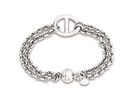 Bracelet maille Jaseron motif marine , Argent 925 rhodié - PARADOXE