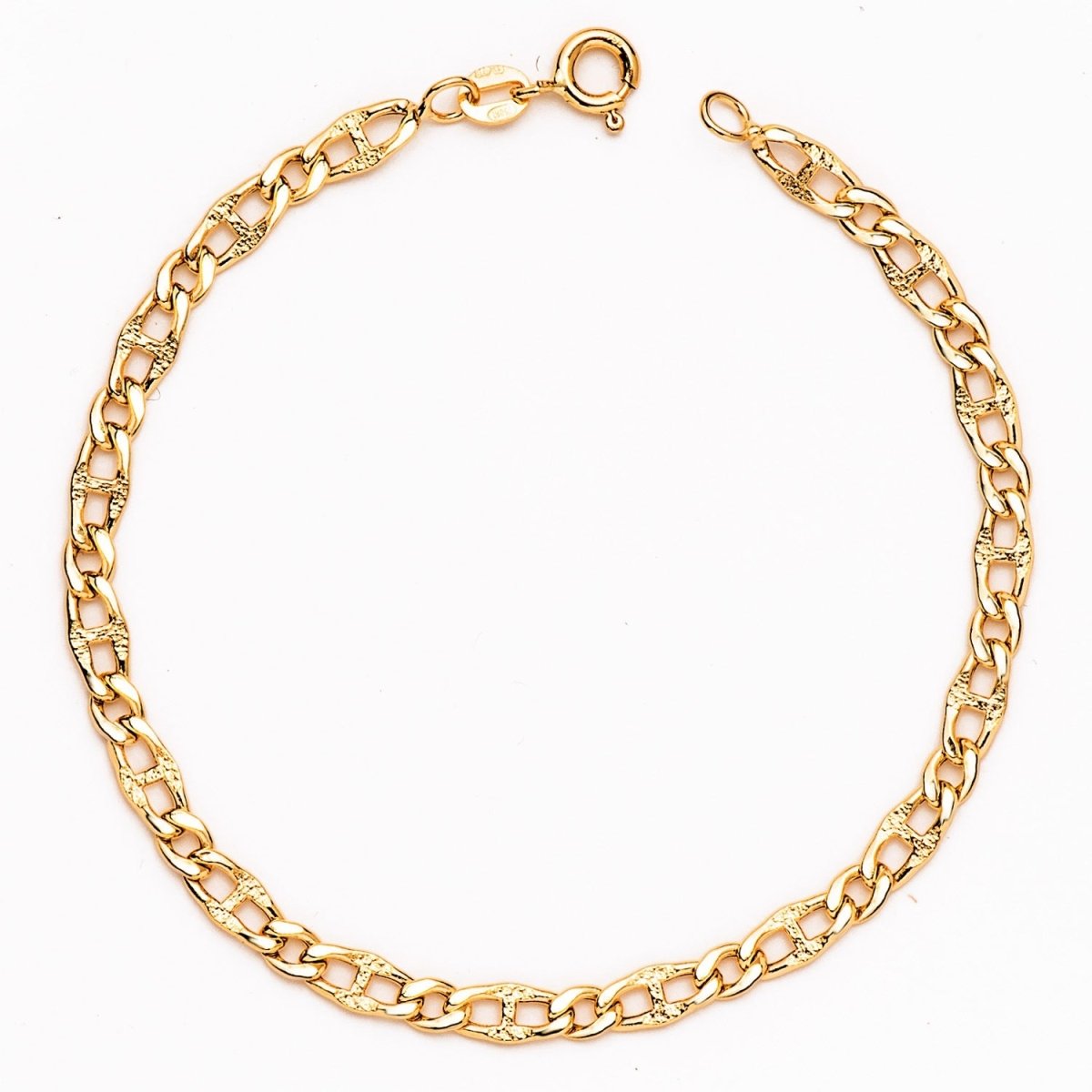 Bracelet maille Marine & gourmette , Or 18K . - PARADOXE
