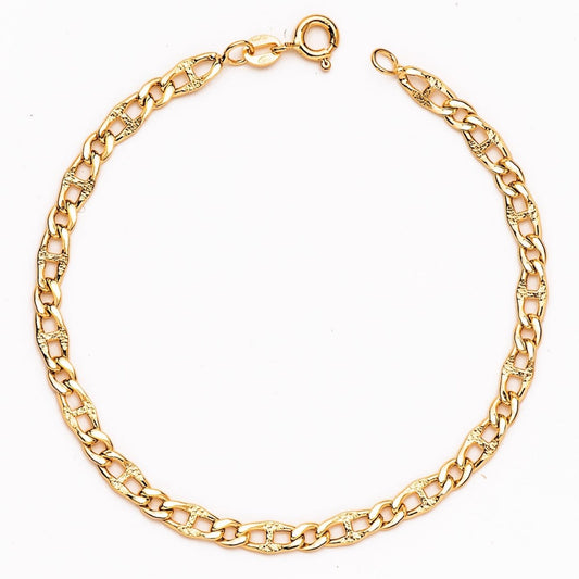 Bracelet maille Marine & gourmette , Or 18K . - PARADOXE