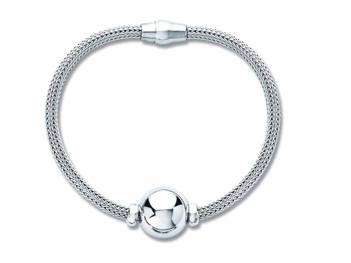 Bracelet maille Palmier motif boule, Argent 925 Rhodié - PARADOXE
