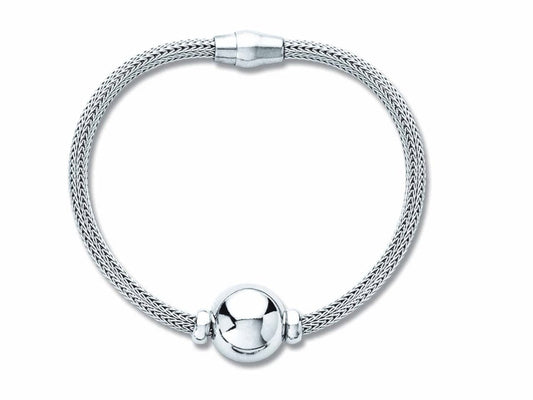 Bracelet maille Palmier motif boule, Argent 925 Rhodié - PARADOXE