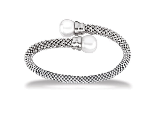 Bracelet Pop corn avec Perles, Argent 925 rhodié - PARADOXE