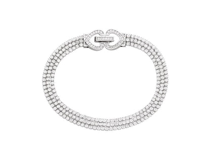 Bracelet rivière 3 rangs cristaux blanc, Argent 925 Rhodié - PARADOXE