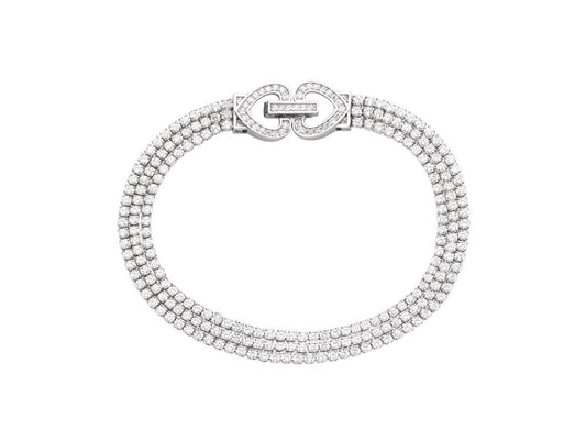 Bracelet rivière 3 rangs cristaux blanc, Argent 925 Rhodié - PARADOXE