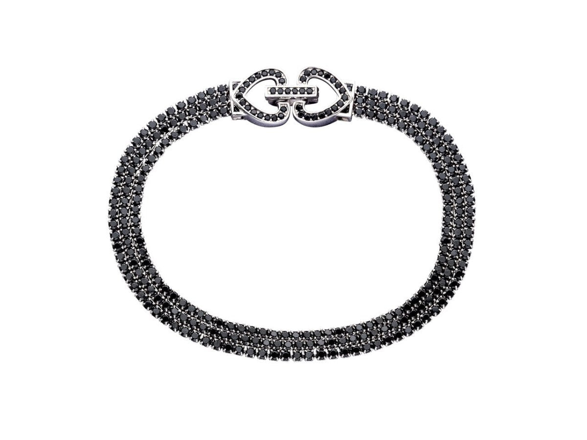 Bracelet rivière 3 rangs cristaux noir, Argent 925 Rhodié - PARADOXE
