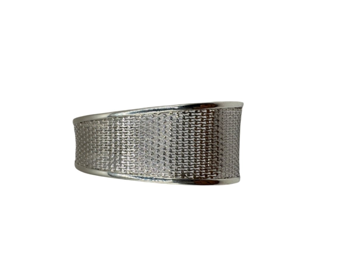 Bracelet texturé bord plat , Argent 925 - PARADOXE