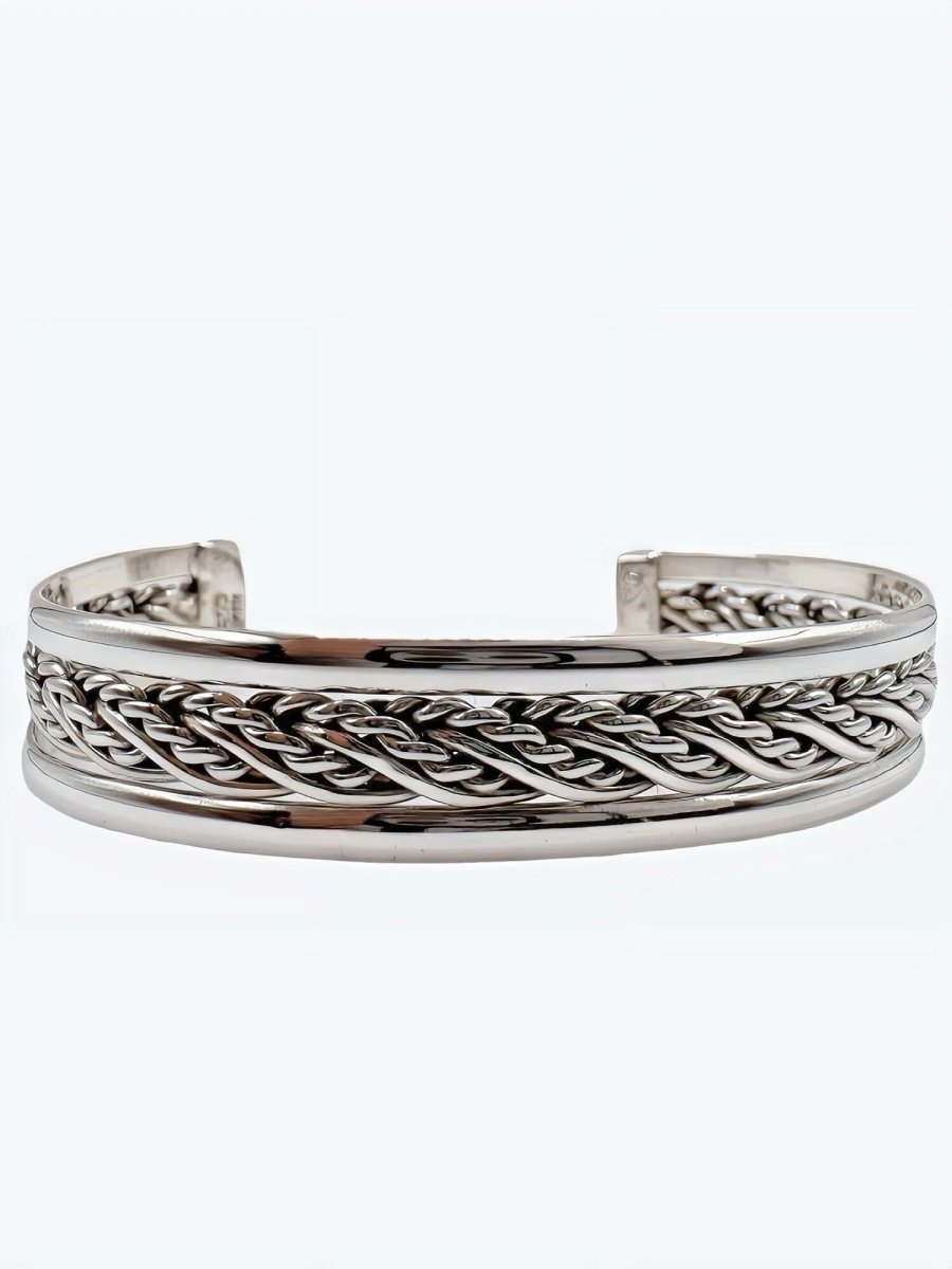 Bracelet tressé bordure plate , Argent 925 - PARADOXE