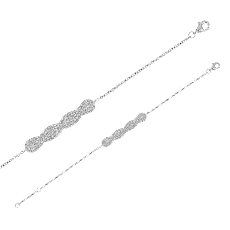 Bracelet tressé et perlé , Argent 925 Rhodié - PARADOXE