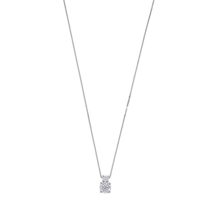 Chaine 2 zirconium sertis griffes , Or blanc 9k - PARADOXE