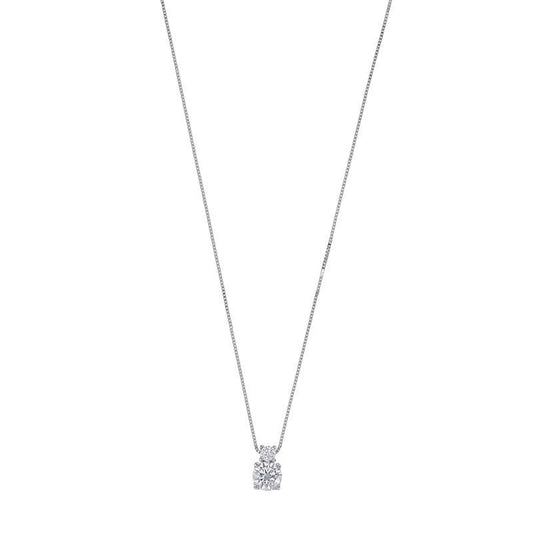 Chaine 2 zirconium sertis griffes , Or blanc 9k - PARADOXE