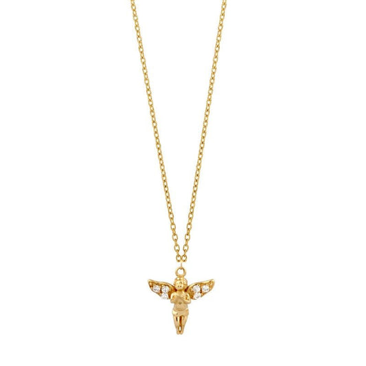 Chaine ange orné de zirconium , Or 9k - PARADOXE