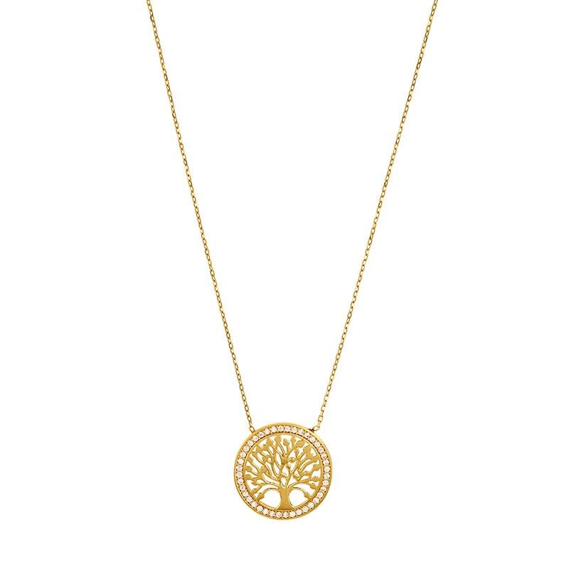 Chaine Arbre de vie orné de zirconium ,Or 9K - PARADOXE