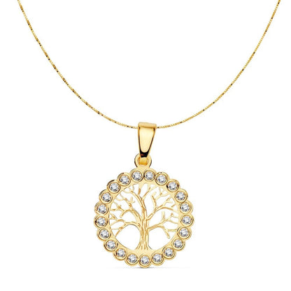 Chaine arbres de vie zircon , Or 18K - PARADOXE