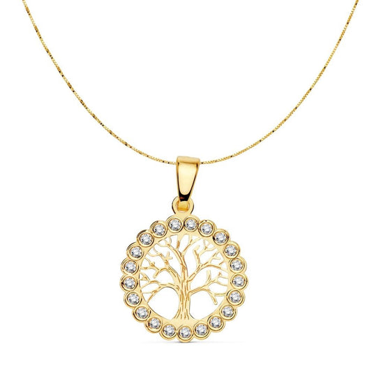 Chaine arbres de vie zircon , Or 18K - PARADOXE