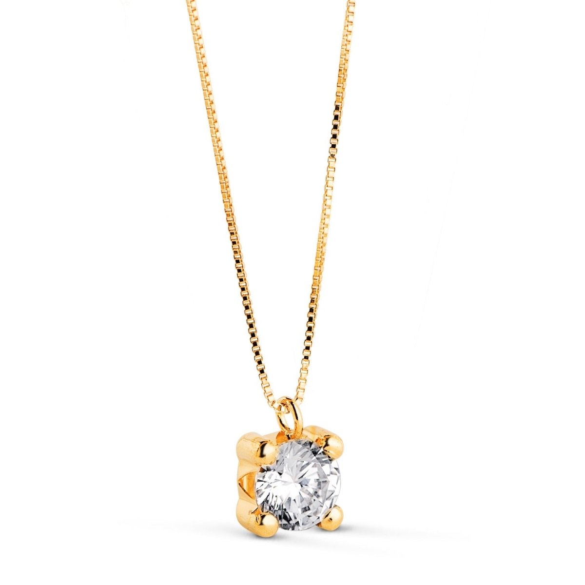 Chaine avec pendentif zirconium , Or 18k - PARADOXE