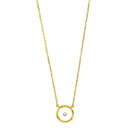 Chaine cercle orné d'un diamant 0,05ct , Or 9k - PARADOXE