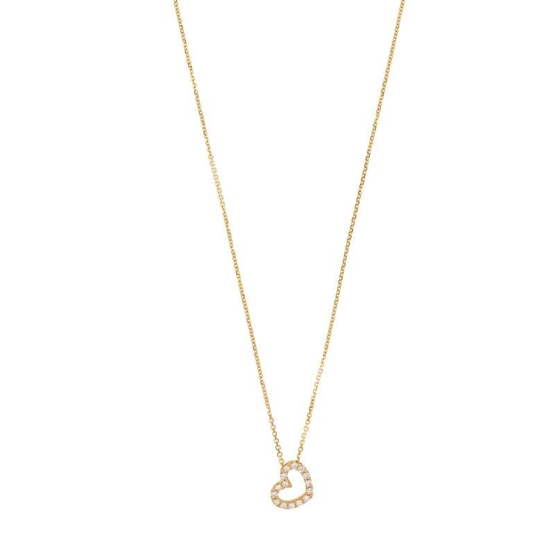 Chaine coeur serti de zirconium, Or 9K - PARADOXE