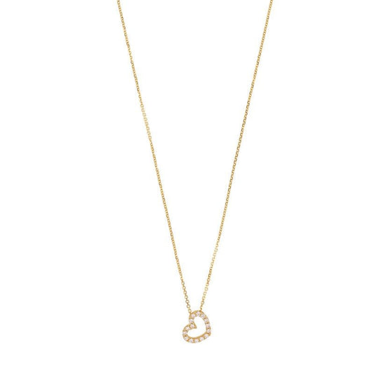 Chaine coeur serti de zirconium, Or 9K - PARADOXE