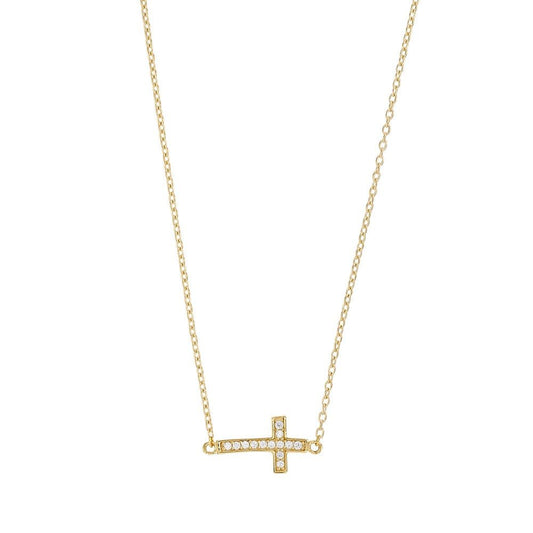 Chaine croix serti de zirconium , Or 9K - PARADOXE