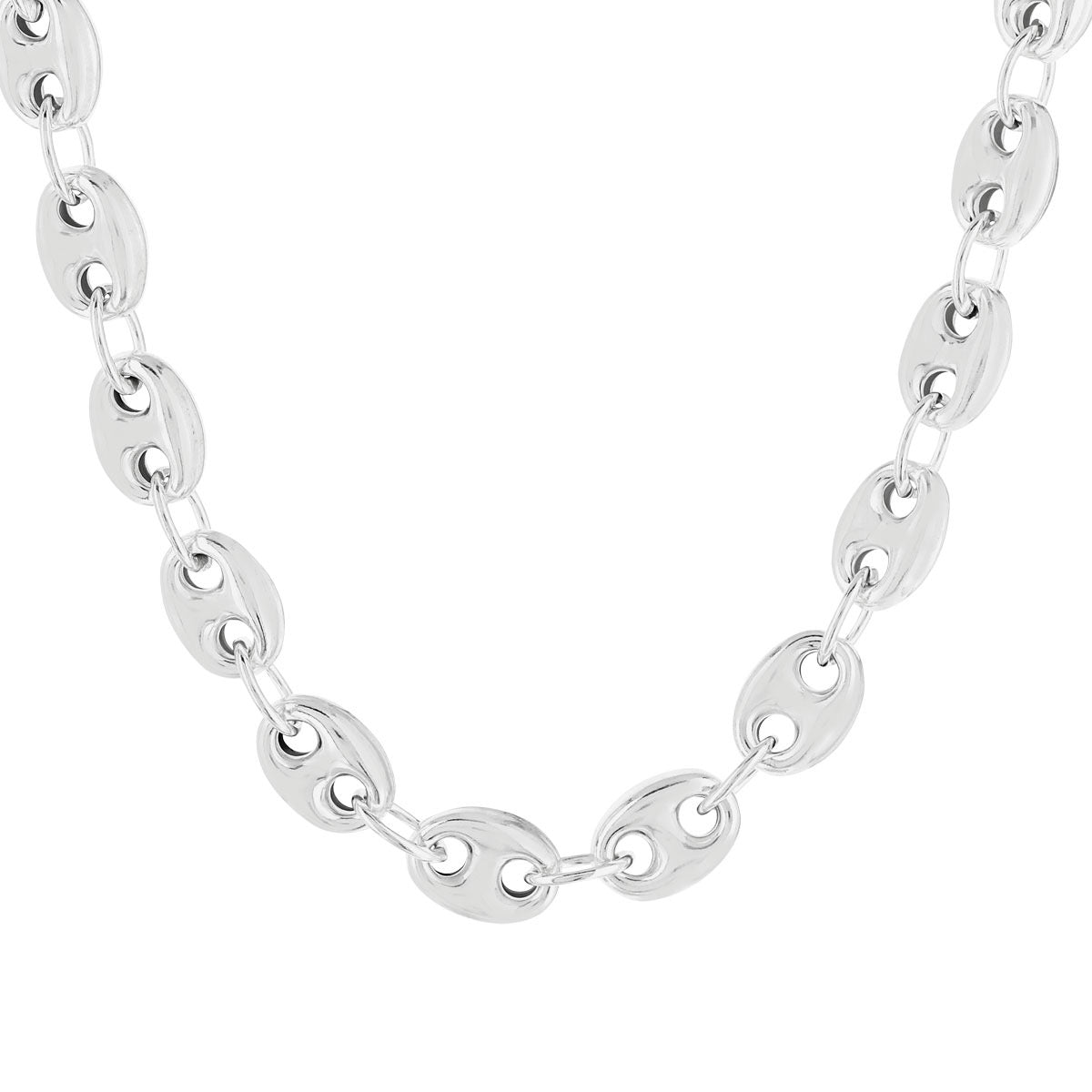 Chaîne de cou maille grain de café , Argent 925 Rhodié - PARADOXE